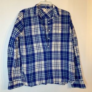 J. Crew Navy and White Plaid Casual Shirt